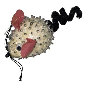 Vintage 1977 Styrofoam Christmas Mouse Ornaments Walco Products Sequins